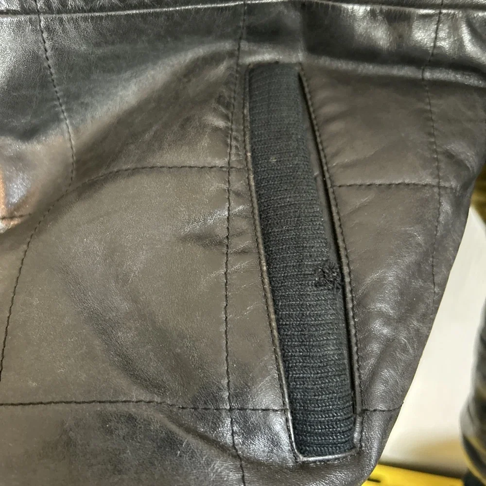 Mens Vintage 80's Reliable Sportswear Large Black Quilted Leather Jacket Flight